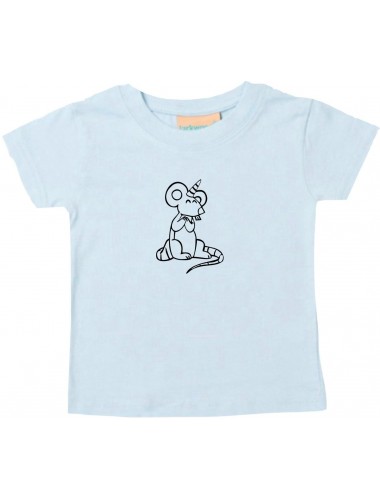 Kinder T-Shirt lustige Tiere Einhorn Maus , Einhorn, Maus hellblau, 0-6 Monate