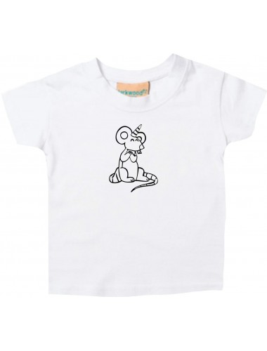 Kinder T-Shirt lustige Tiere Einhorn Maus , Einhorn, Maus weiss, 0-6 Monate