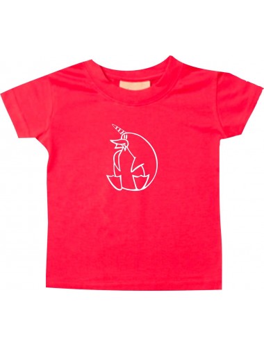 Kinder T-Shirt lustige Tiere EinhornPinguin , Einhorn, Pinguin rot, 0-6 Monate
