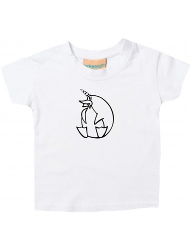 Kinder T-Shirt lustige Tiere EinhornPinguin , Einhorn, Pinguin weiss, 0-6 Monate