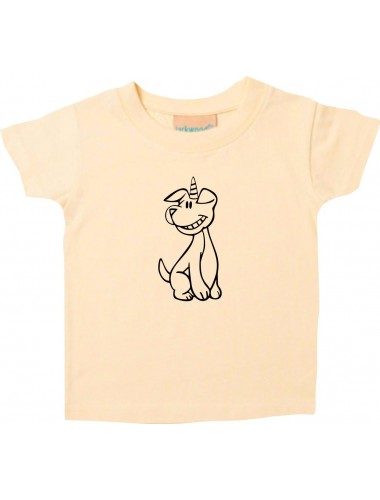 Kinder T-Shirt lustige Tiere Einhornhund, Einhorn, Hund hellgelb, 0-6 Monate