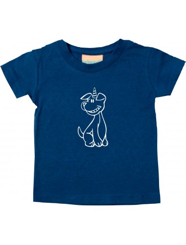 Kinder T-Shirt lustige Tiere Einhornhund, Einhorn, Hund navy, 0-6 Monate