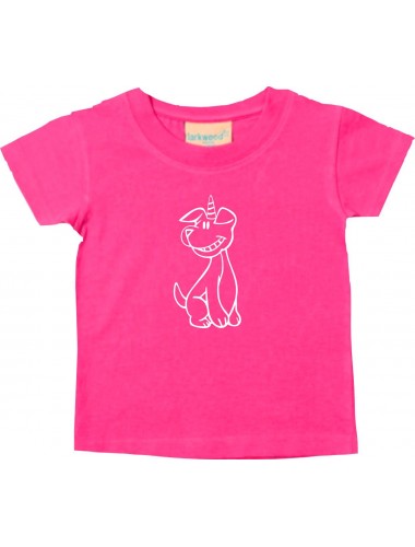 Kinder T-Shirt lustige Tiere Einhornhund, Einhorn, Hund pink, 0-6 Monate