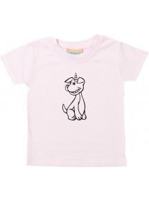 Kinder T-Shirt lustige Tiere Einhornhund, Einhorn, Hund rosa, 0-6 Monate