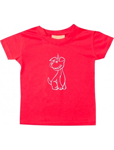 Kinder T-Shirt lustige Tiere Einhornhund, Einhorn, Hund rot, 0-6 Monate