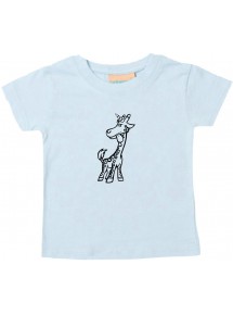 Kinder T-Shirt lustige Tiere Einhorngiraffe, Einhorn, Giraffe hellblau, 0-6 Monate