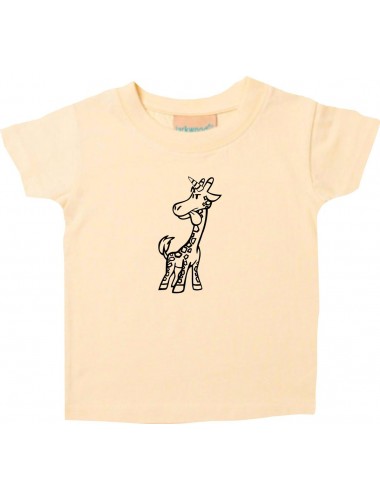 Kinder T-Shirt lustige Tiere Einhorngiraffe, Einhorn, Giraffe hellgelb, 0-6 Monate