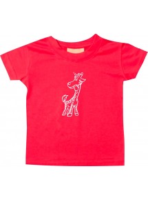 Kinder T-Shirt lustige Tiere Einhorngiraffe, Einhorn, Giraffe rot, 0-6 Monate