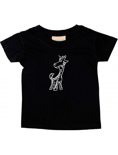 Kinder T-Shirt lustige Tiere Einhorngiraffe, Einhorn, Giraffe schwarz, 0-6 Monate