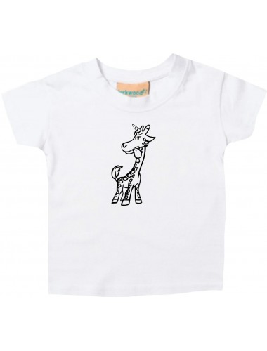 Kinder T-Shirt lustige Tiere Einhorngiraffe, Einhorn, Giraffe weiss, 0-6 Monate