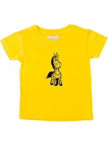 Kinder T-Shirt lustige Tiere EinhornZebra , Einhorn, Zebra gelb, 0-6 Monate
