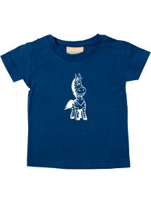 Kinder T-Shirt lustige Tiere EinhornZebra , Einhorn, Zebra navy, 0-6 Monate