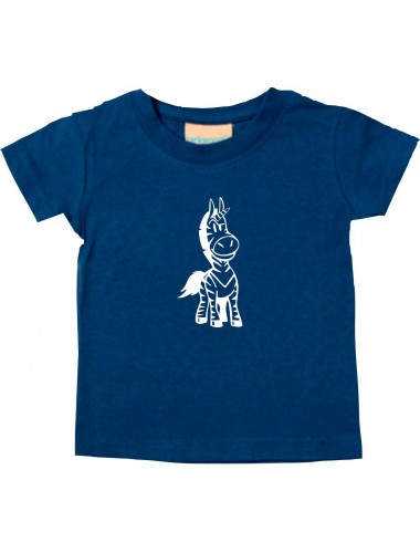 Kinder T-Shirt lustige Tiere EinhornZebra , Einhorn, Zebra navy, 0-6 Monate