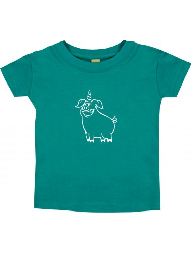 Kinder T-Shirt lustige Tiere Einhornschwein, Einhorn, Schwein, Ferkel jade, 0-6 Monate