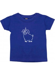 Kinder T-Shirt lustige Tiere Einhornschwein, Einhorn, Schwein, Ferkel lila, 0-6 Monate
