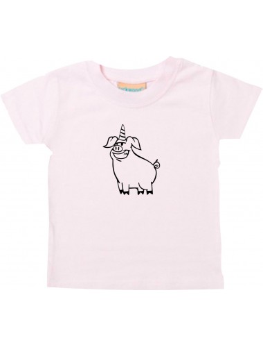 Kinder T-Shirt lustige Tiere Einhornschwein, Einhorn, Schwein, Ferkel rosa, 0-6 Monate