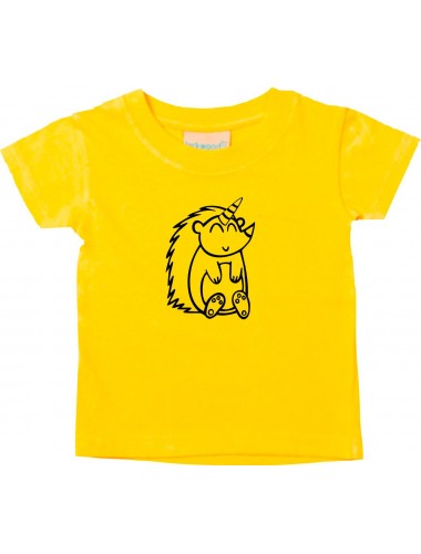 Kinder T-Shirt lustige Tiere Einhornigel, Einhorn, Igel gelb, 0-6 Monate