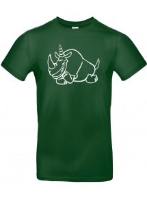 Kinder-Shirt lustige Tiere Einhornnashorn, Einhorn, Nashorn, dunkelgruen, 104