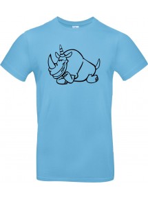 Kinder-Shirt lustige Tiere Einhornnashorn, Einhorn, Nashorn, hellblau, 104