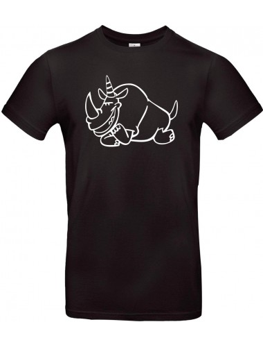 Kinder-Shirt lustige Tiere Einhornnashorn, Einhorn, Nashorn, schwarz, 104