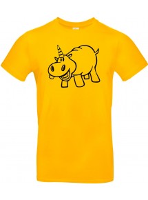 Kinder-Shirt lustige Tiere Einhornnilpferd, Einhorn, Nilpferd, gelb, 104