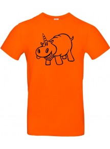 Kinder-Shirt lustige Tiere Einhornnilpferd, Einhorn, Nilpferd, orange, 104