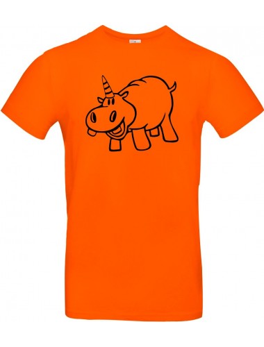Kinder-Shirt lustige Tiere Einhornnilpferd, Einhorn, Nilpferd, orange, 104