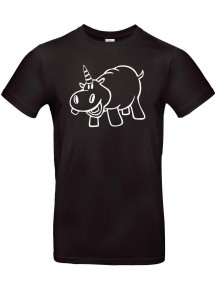 Kinder-Shirt lustige Tiere Einhornnilpferd, Einhorn, Nilpferd, schwarz, 104