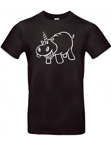 Kinder-Shirt lustige Tiere Einhornnilpferd, Einhorn, Nilpferd, schwarz, 104