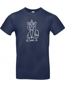 Kinder-Shirt lustige Tiere Einhornkatze, Einhorn, Katze, blau, 104