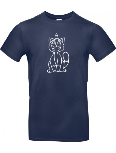Kinder-Shirt lustige Tiere Einhornkatze, Einhorn, Katze, blau, 104