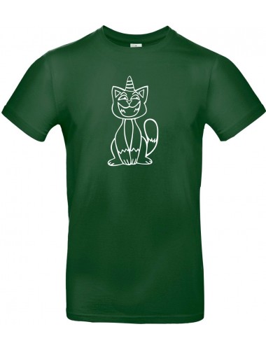 Kinder-Shirt lustige Tiere Einhornkatze, Einhorn, Katze, dunkelgruen, 104