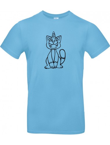 Kinder-Shirt lustige Tiere Einhornkatze, Einhorn, Katze, hellblau, 104