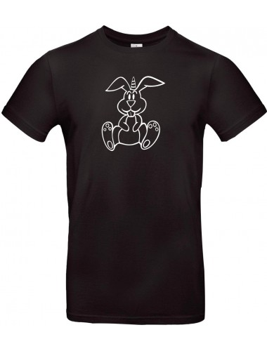 Kinder-Shirt lustige Tiere Einhornhase, Einhorn, Hase, schwarz, 104