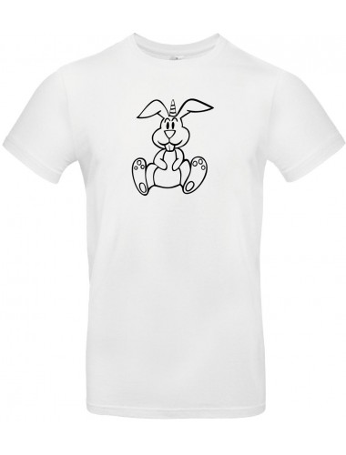 Kinder-Shirt lustige Tiere Einhornhase, Einhorn, Hase, weiss, 104