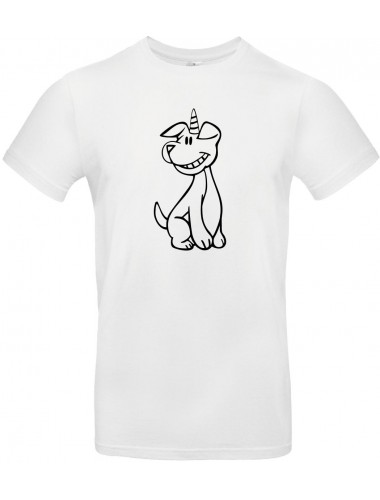 Kinder-Shirt lustige Tiere Einhornhund, Einhorn, Hund, weiss, 104