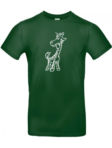 Kinder-Shirt lustige Tiere Einhorngiraffe, Einhorn, Giraffe, dunkelgruen, 104