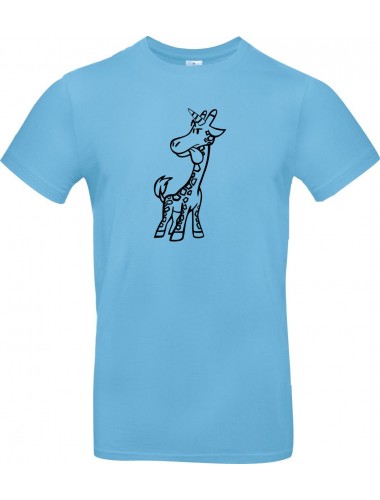 Kinder-Shirt lustige Tiere Einhorngiraffe, Einhorn, Giraffe, hellblau, 104