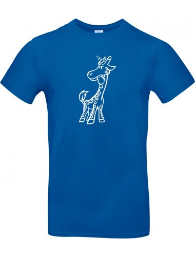 Kinder-Shirt lustige Tiere Einhorngiraffe, Einhorn, Giraffe, royalblau, 104