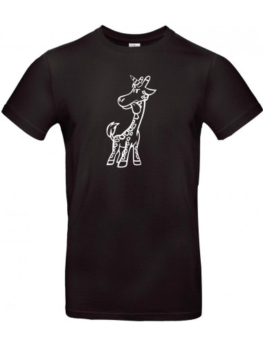 Kinder-Shirt lustige Tiere Einhorngiraffe, Einhorn, Giraffe, schwarz, 104