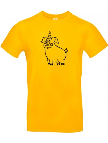 Kinder-Shirt lustige Tiere Einhornschwein, Einhorn, Schwein, Ferkel, gelb, 104