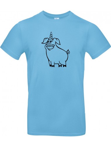 Kinder-Shirt lustige Tiere Einhornschwein, Einhorn, Schwein, Ferkel, hellblau, 104