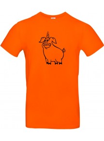 Kinder-Shirt lustige Tiere Einhornschwein, Einhorn, Schwein, Ferkel, orange, 104