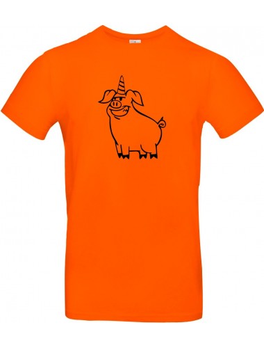 Kinder-Shirt lustige Tiere Einhornschwein, Einhorn, Schwein, Ferkel, orange, 104
