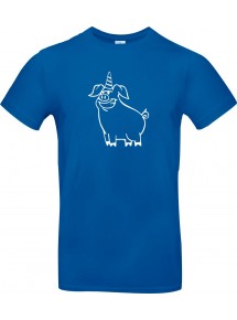 Kinder-Shirt lustige Tiere Einhornschwein, Einhorn, Schwein, Ferkel, royalblau, 104