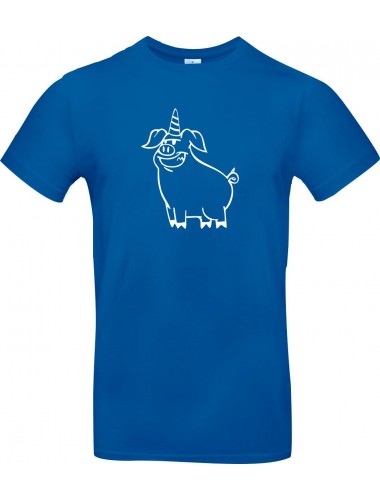 Kinder-Shirt lustige Tiere Einhornschwein, Einhorn, Schwein, Ferkel, royalblau, 104