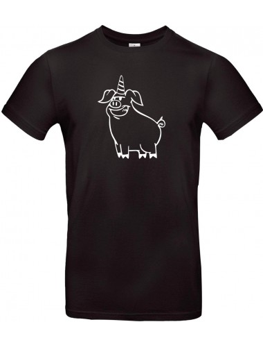 Kinder-Shirt lustige Tiere Einhornschwein, Einhorn, Schwein, Ferkel, schwarz, 104