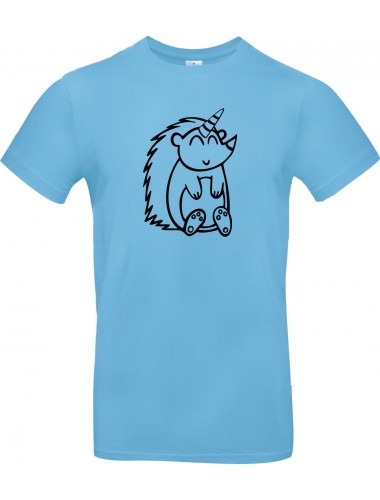 Kinder-Shirt lustige Tiere Einhornigel, Einhorn, Igel, hellblau, 104