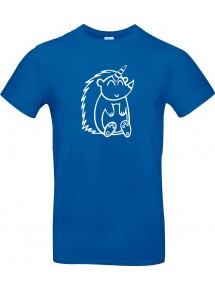Kinder-Shirt lustige Tiere Einhornigel, Einhorn, Igel, royalblau, 104