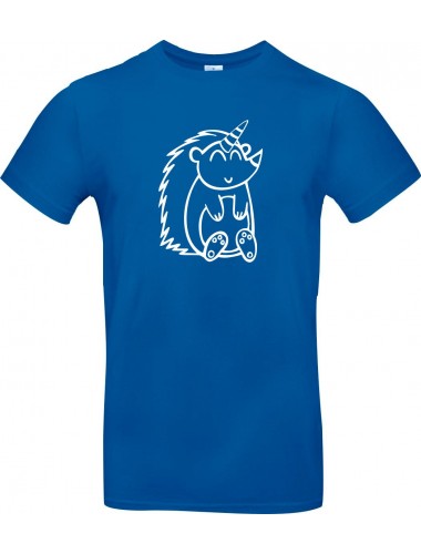 Kinder-Shirt lustige Tiere Einhornigel, Einhorn, Igel, royalblau, 104
